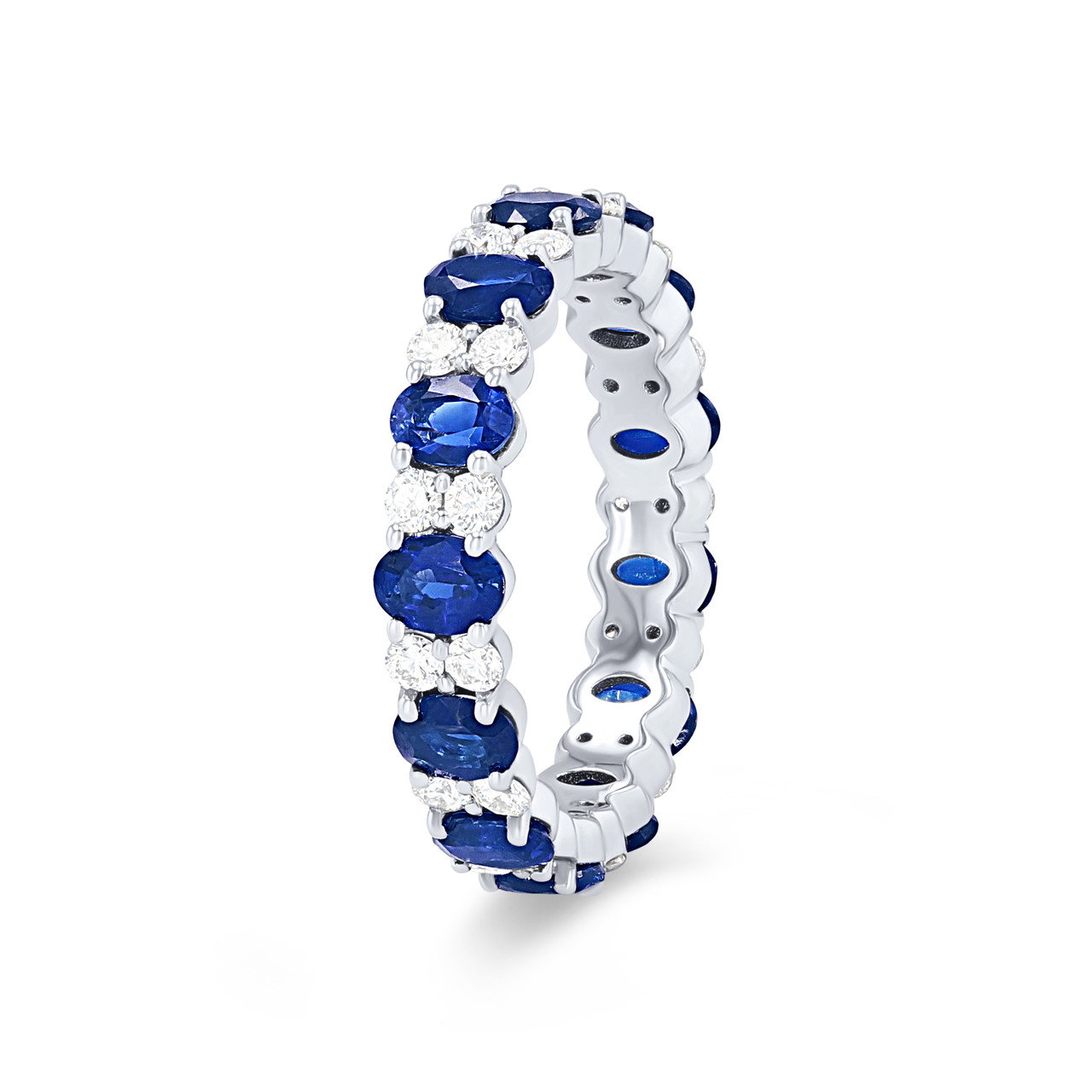 Alternating Oval Sapphire and Diamond Eternity Wedding Band