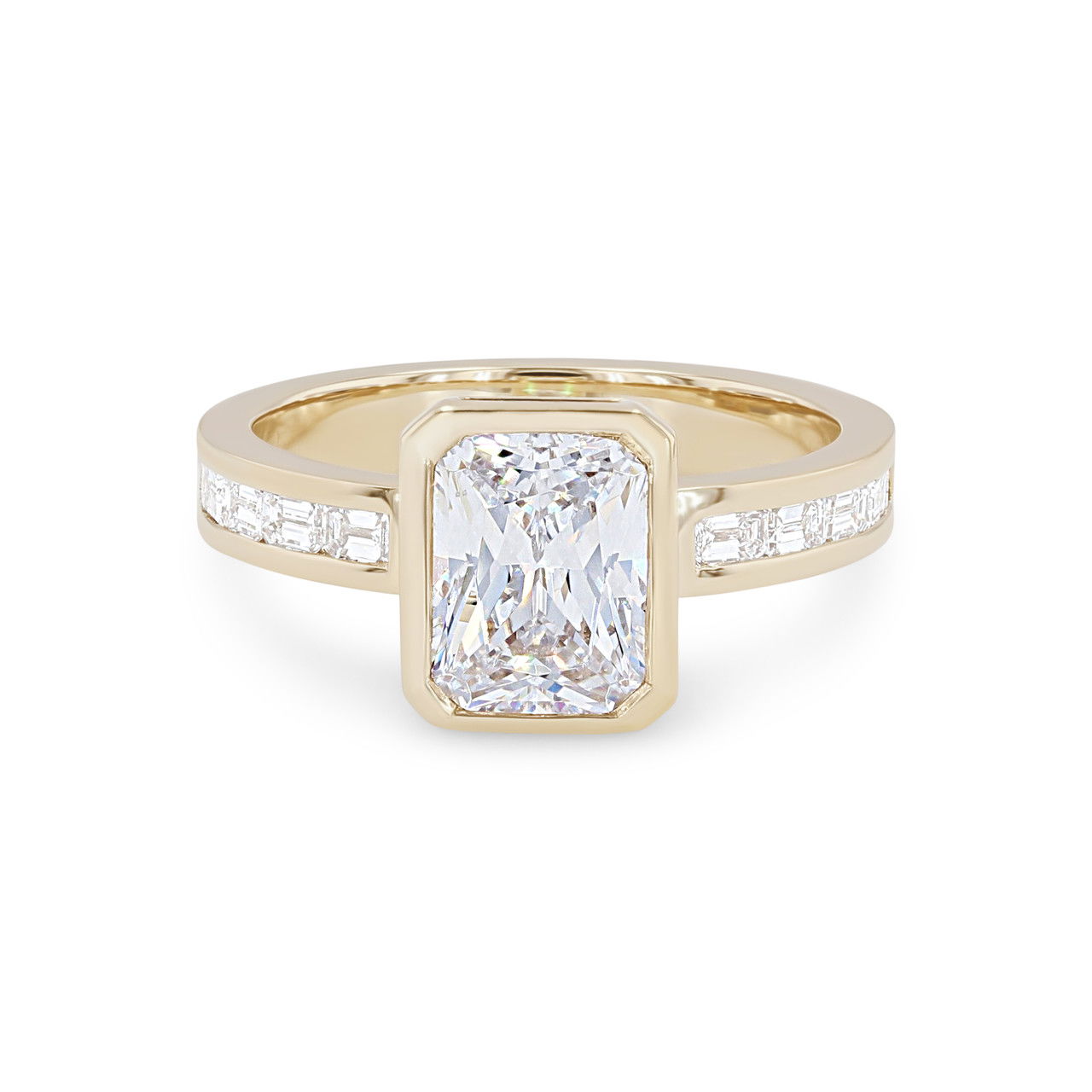 Bezel Emerald Diamond Channel Engagement Setting
