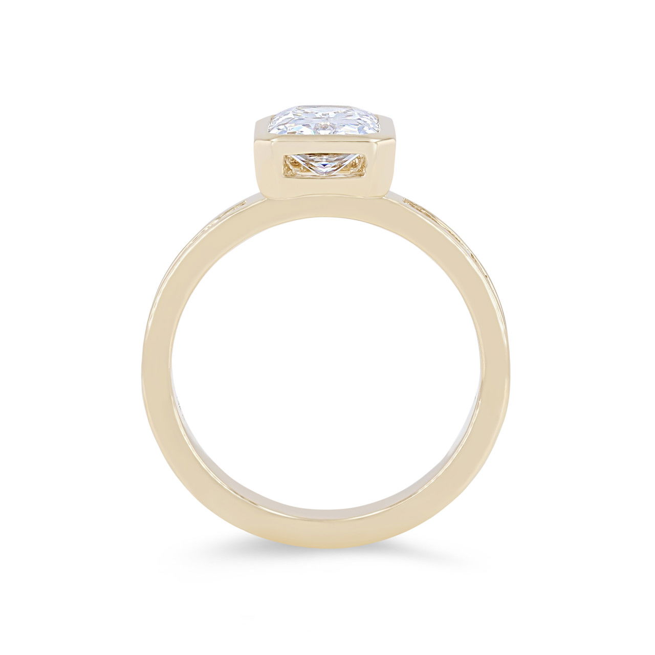 Bezel Emerald Diamond Channel Engagement Setting