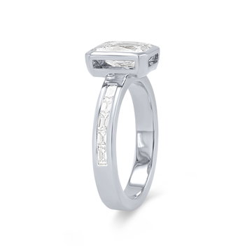 Bezel Emerald Diamond Channel Engagement Setting In White Gold 14K