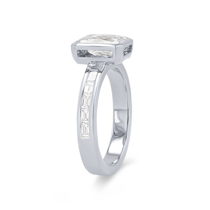 Bezel Emerald Diamond Channel Engagement Setting In White Gold 14K