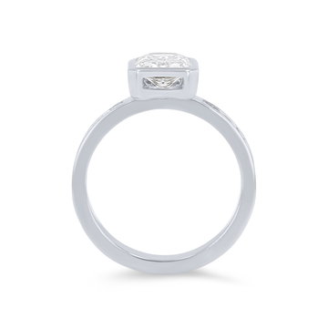 Bezel Emerald Diamond Channel Engagement Setting In White Gold 14K