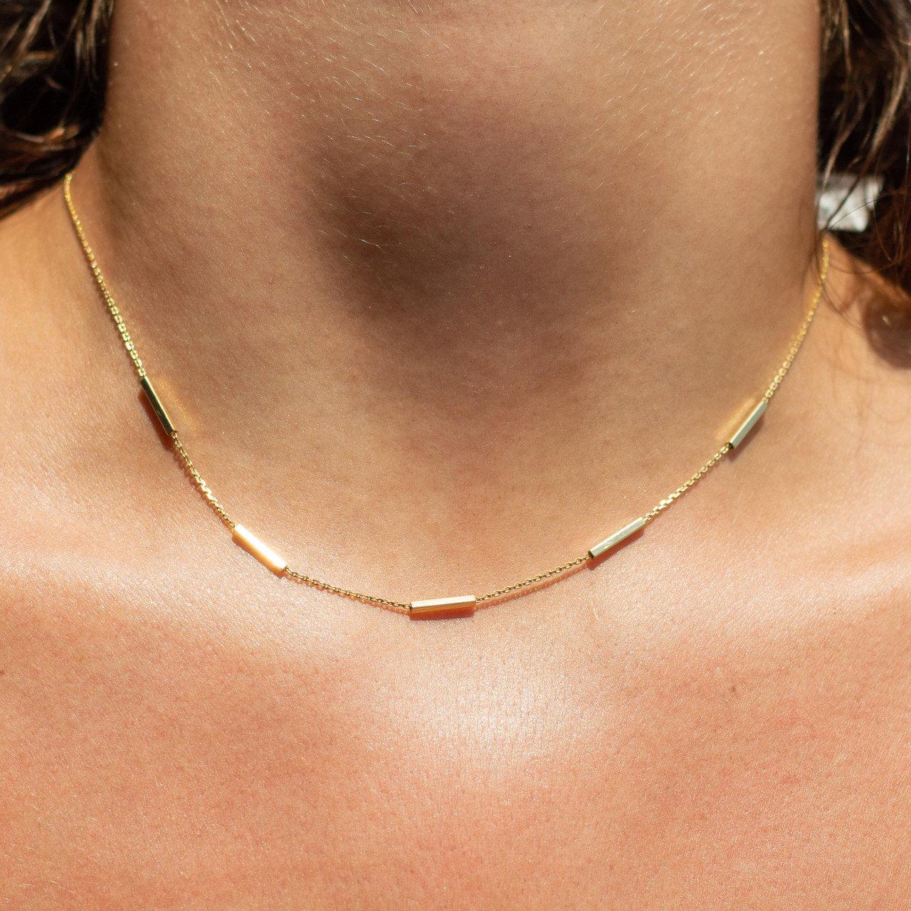 Gold 16 Inch Adjustable Station Necklace