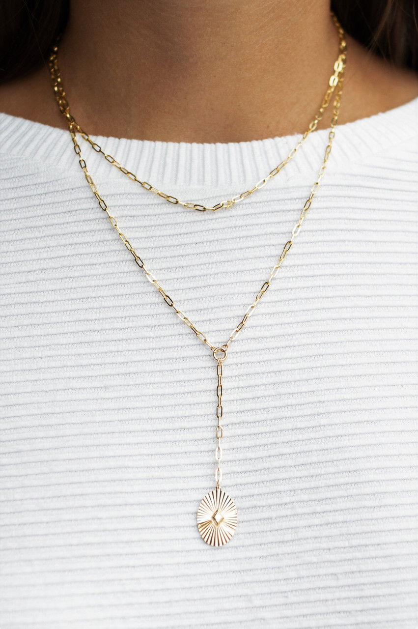 Adjustable Paperclip Link Double Strand Necklace