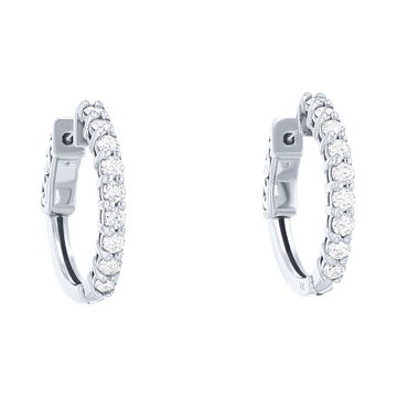 0.75 inch Diamond Hoop Earrings In White Gold 14K