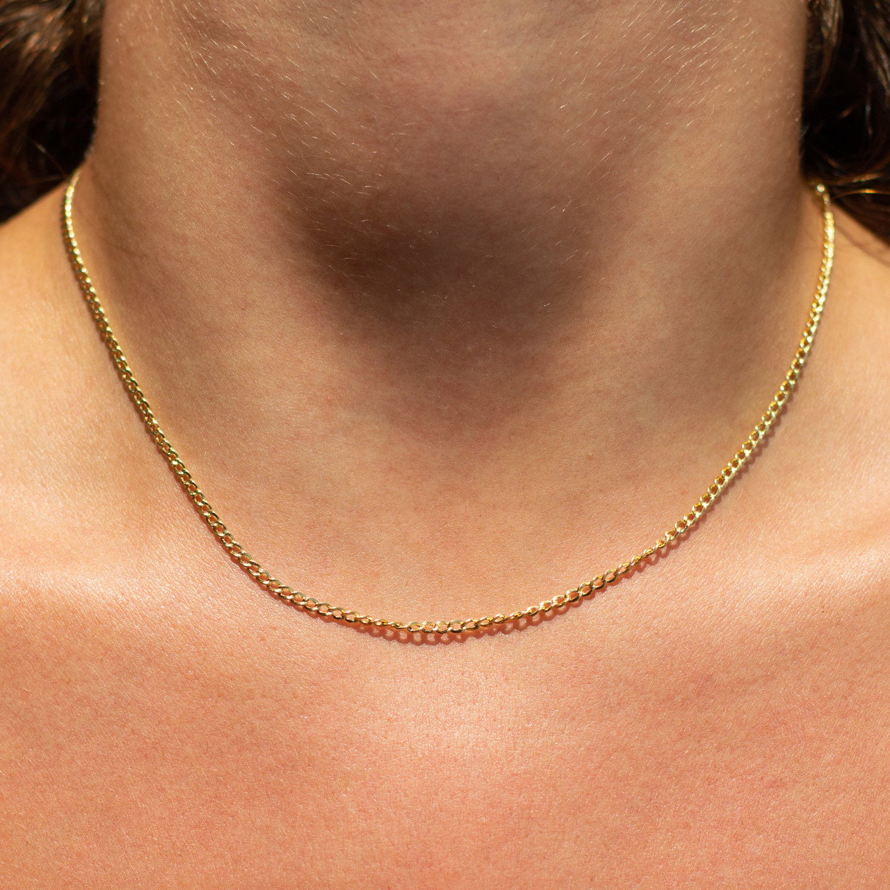 Gold 17 Inch Adjustable Curb Chain Necklace 1