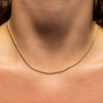 Gold 17 Inch Adjustable Curb Chain Necklace In Yellow Gold 14K