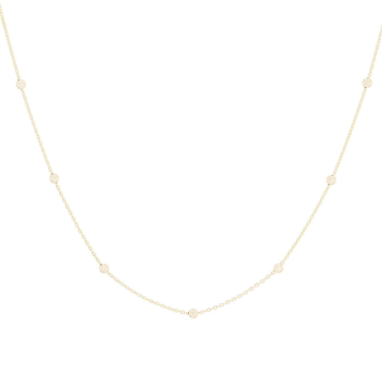 Gold 18 Inch Bead Station Necklace