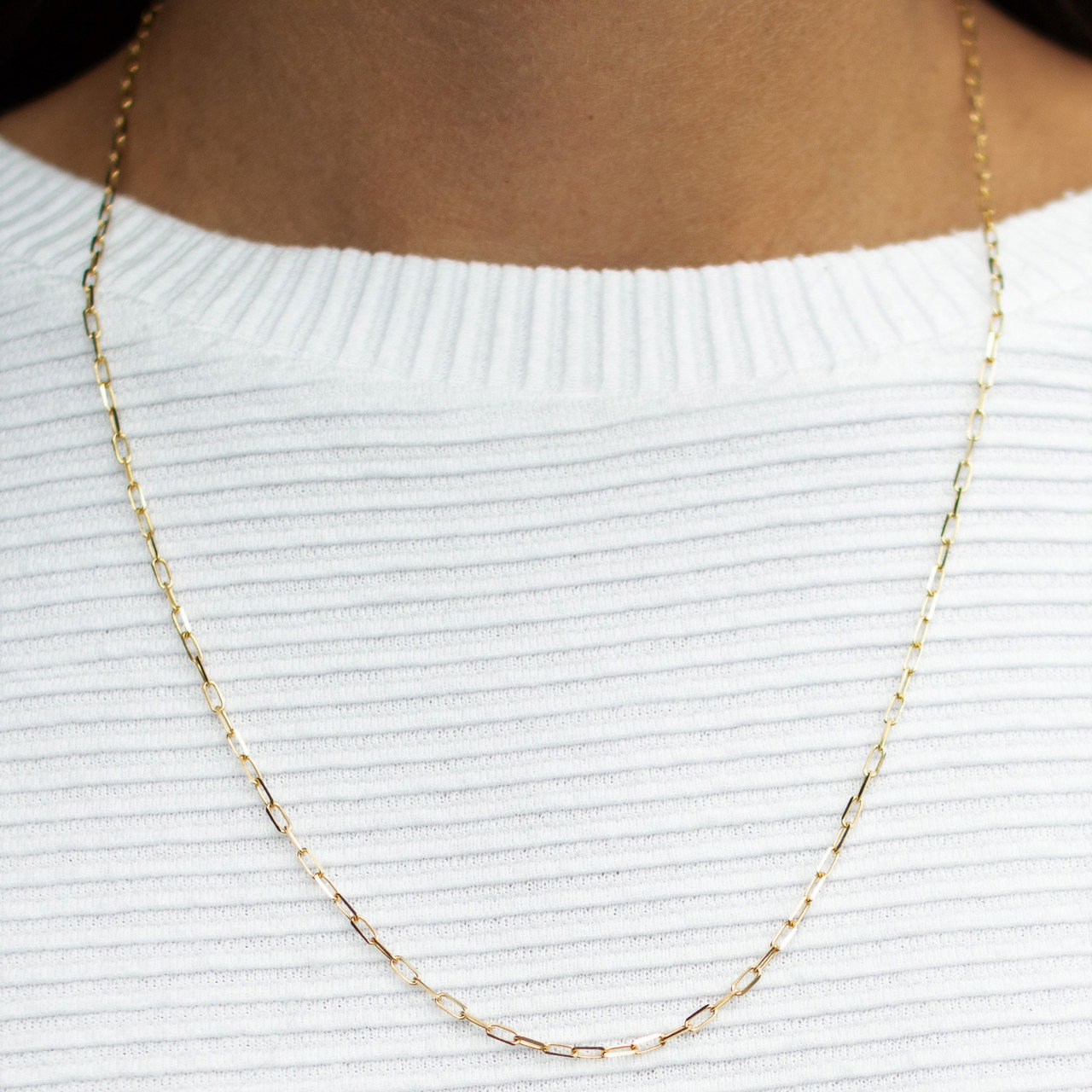 Gold 20 Inch Paperclip Chain Necklace