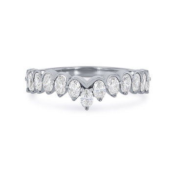 Contour Oval Diamond Wedding Band In White Gold 14K