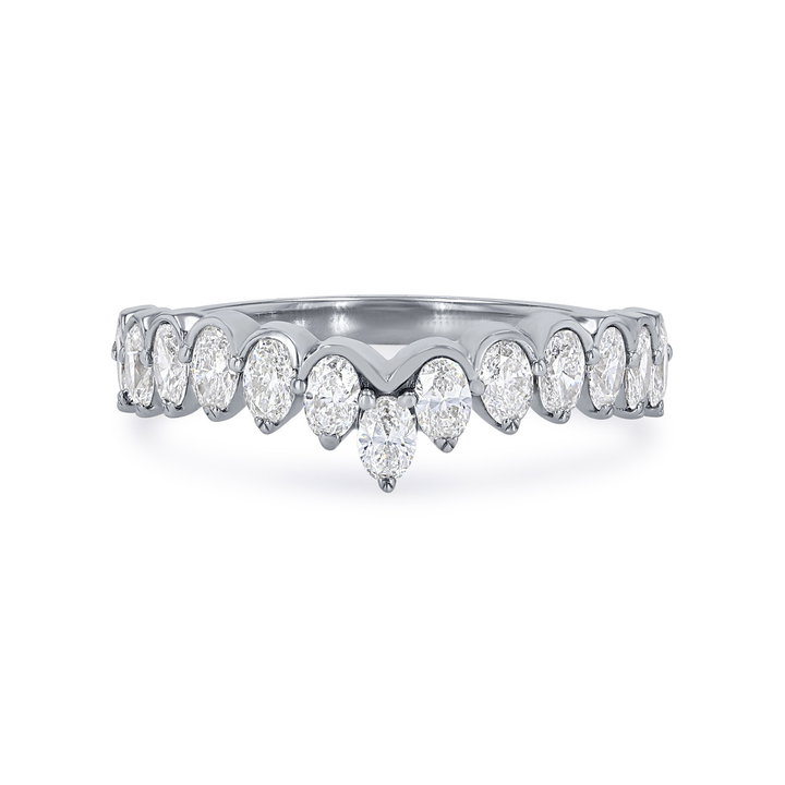 Contour Oval Diamond Wedding Band In White Gold 14K