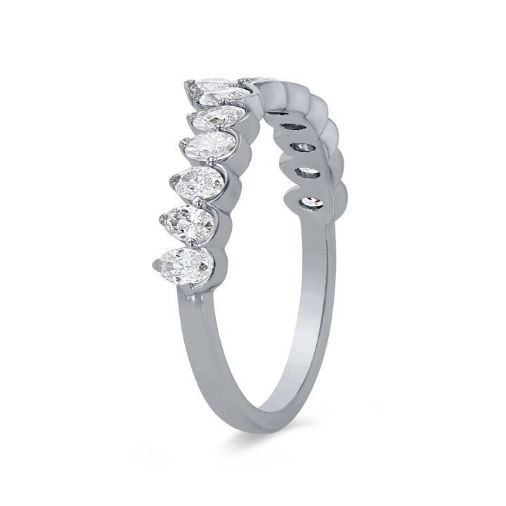 Contour Oval Diamond Wedding Band In White Gold 14K