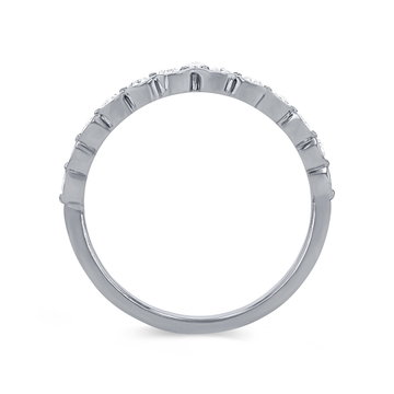 Contour Oval Diamond Wedding Band In White Gold 14K