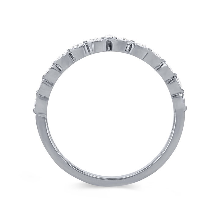 Contour Oval Diamond Wedding Band In White Gold 14K