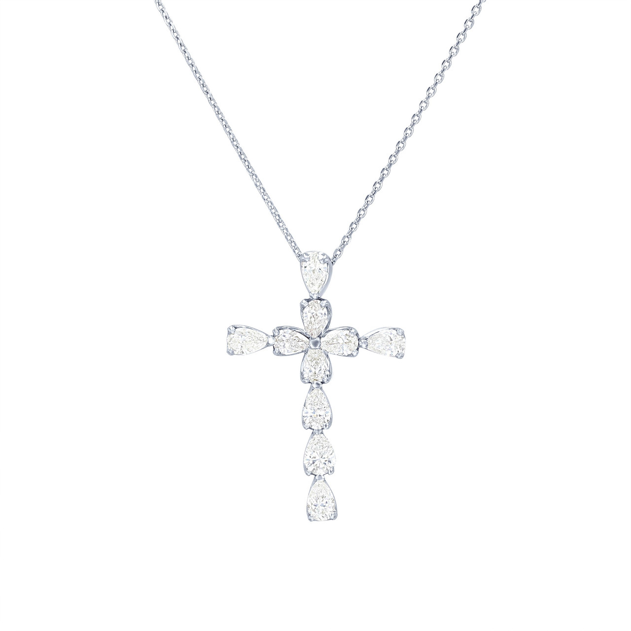 Pear Shape Diamond Cross Pendant