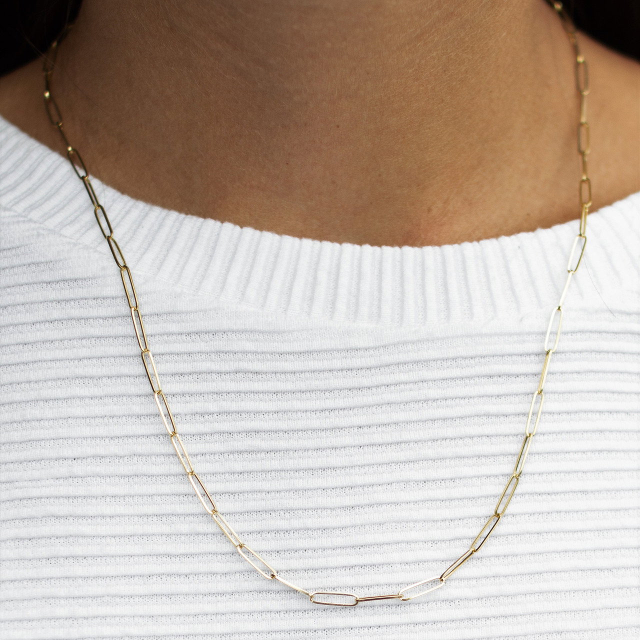 Gold 18 Inch Paperclip Chain Necklace
