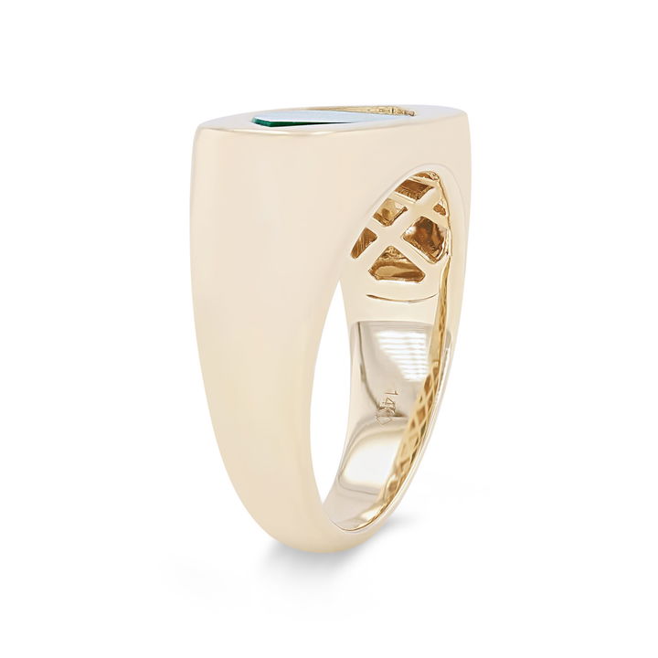 White Gold 14K Green Onyx Signet Ring