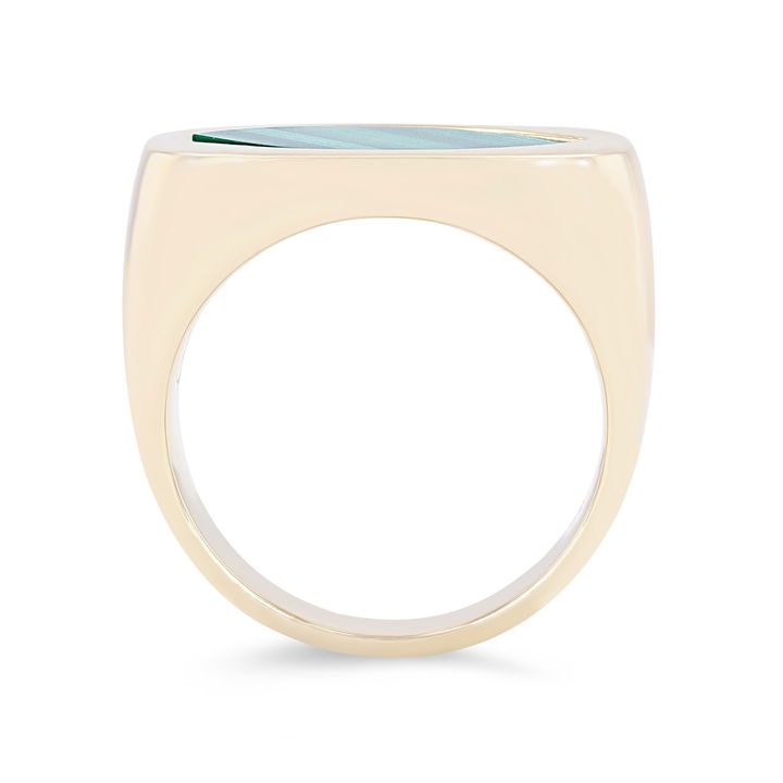 White Gold 14K Green Onyx Signet Ring