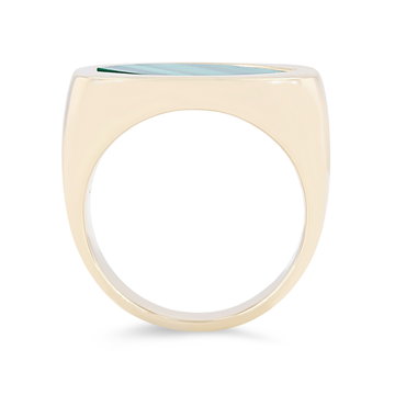 Green Onyx Signet Ring In Solid 14K Yellow Gold