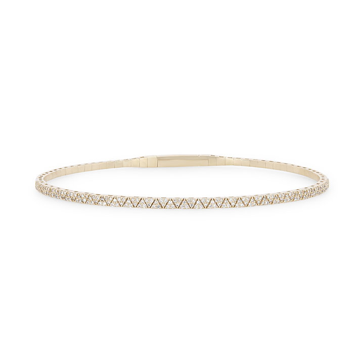 Pave Diamond Flexible Bangle Bracelet In Yellow Gold 14K