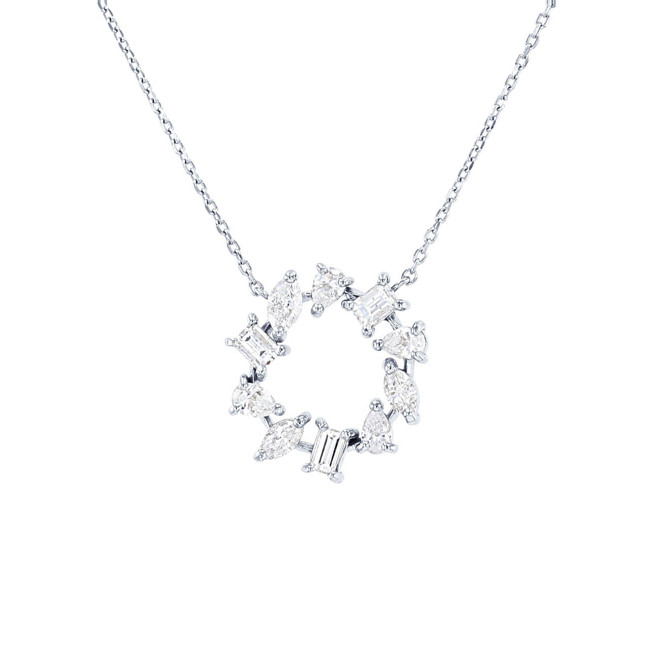 Mixed Diamond Circle Pendant