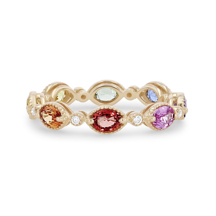 Yellow Gold 14K Multicolor Sapphire Eternity Band