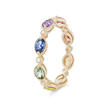 Multicolor Sapphire Eternity Band