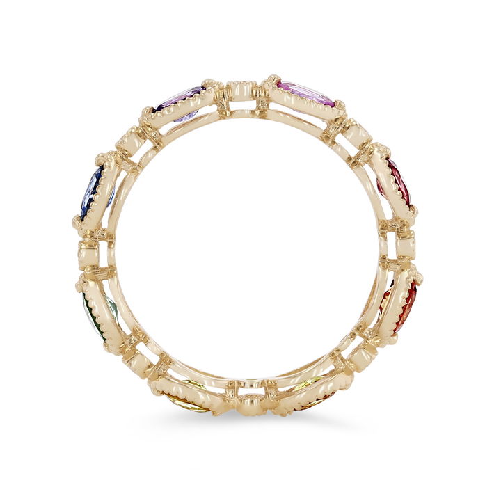 Yellow Gold 14K Multicolor Sapphire Eternity Band