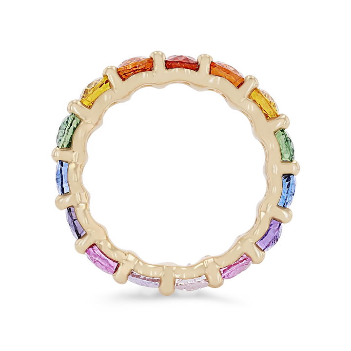 Rainbow Sapphire Eternity Band
