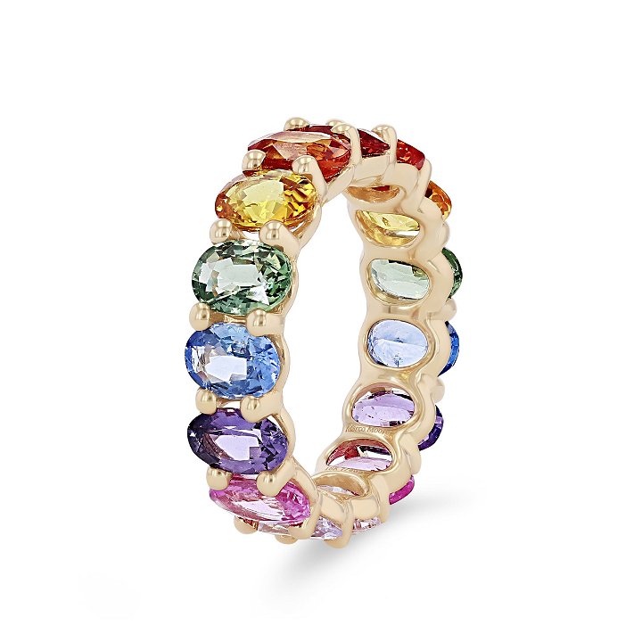 Rainbow Sapphire Eternity Band