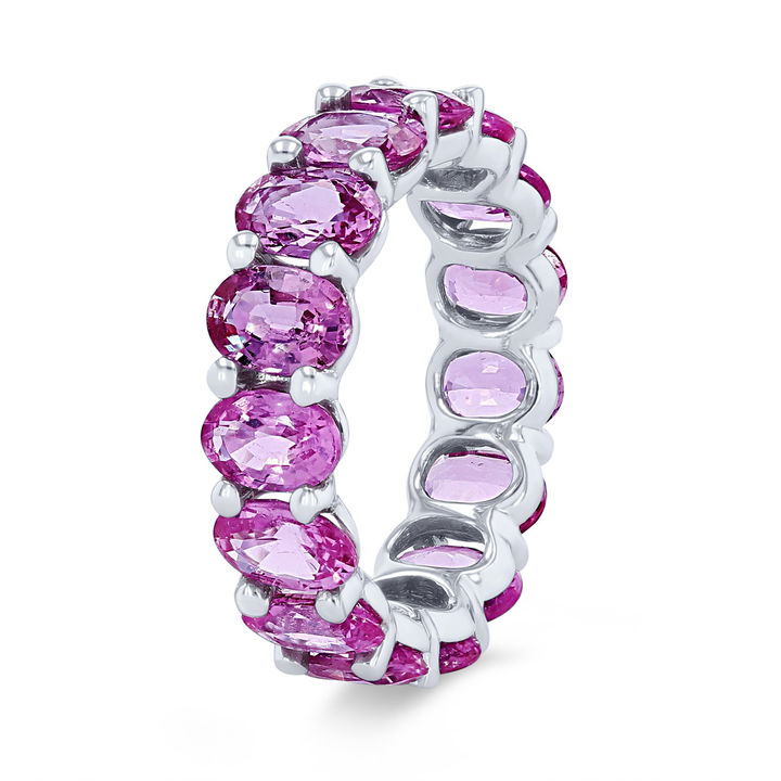 White Gold 18K Pink Sapphire Eternity Band