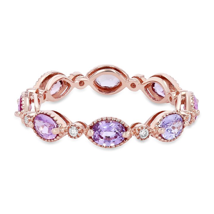 Rose Gold 14K Pink and Purple Sapphire Eternity Band