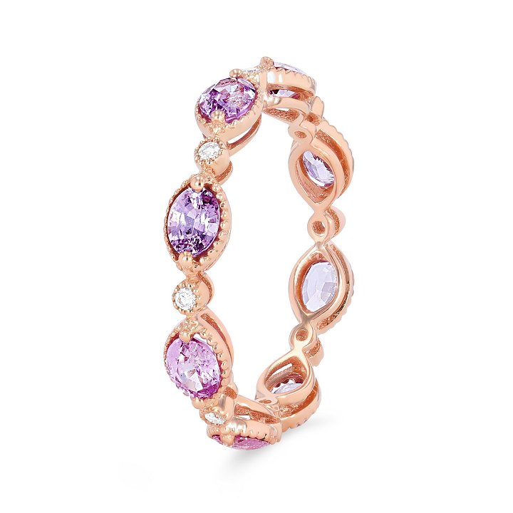 Rose Gold 14K Pink and Purple Sapphire Eternity Band