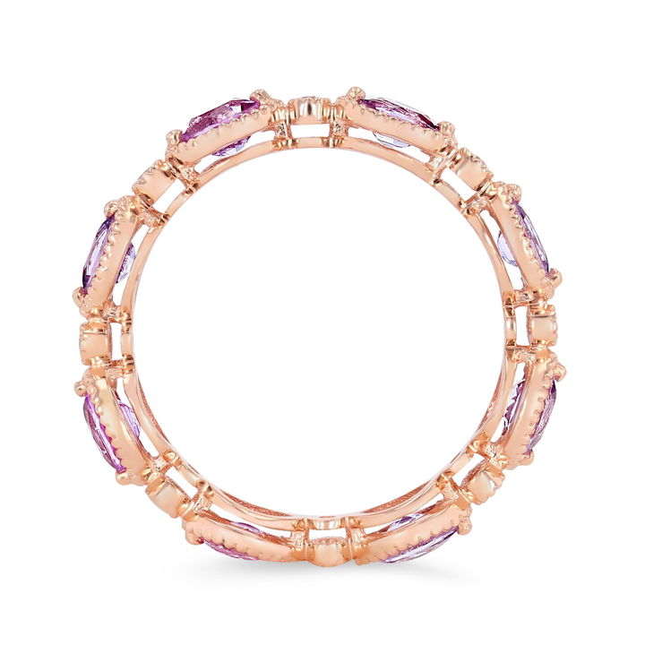 Rose Gold 14K Pink and Purple Sapphire Eternity Band