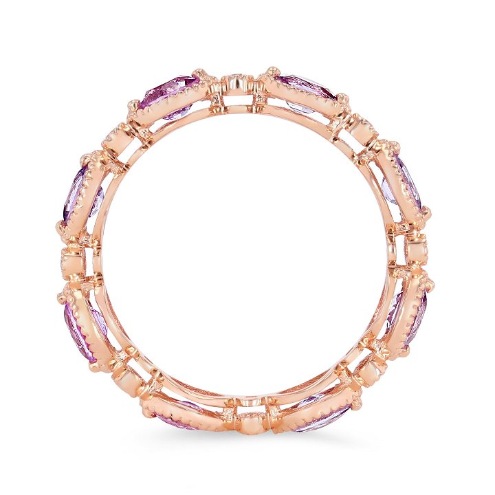 Rose Gold 14K Pink and Purple Sapphire Eternity Band