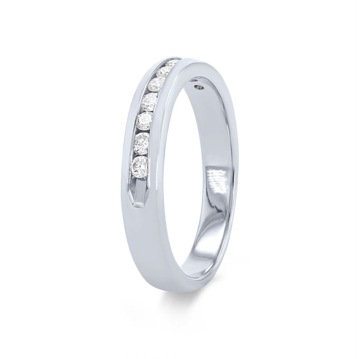 White Gold 14K True Romance Channel Diamond Wedding Band