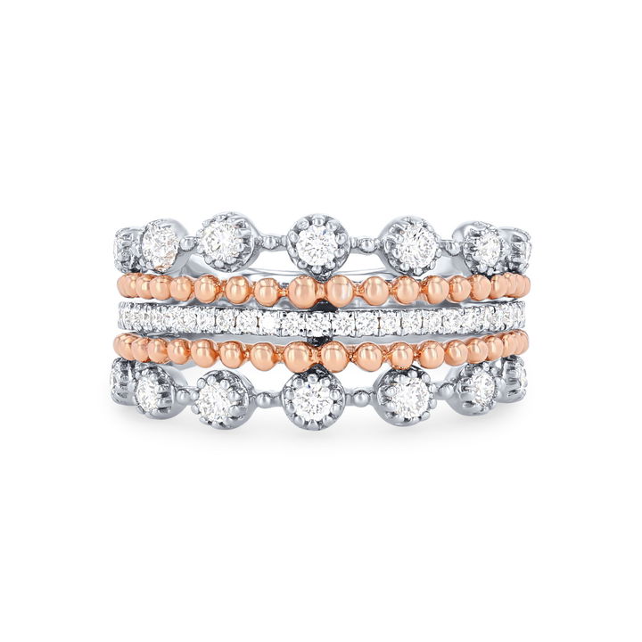 Rose Gold/white Gold 14K Uneek Five Row Two-Tone Diamond Band