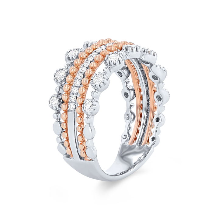 Rose Gold/white Gold 14K Uneek Five Row Two-Tone Diamond Band