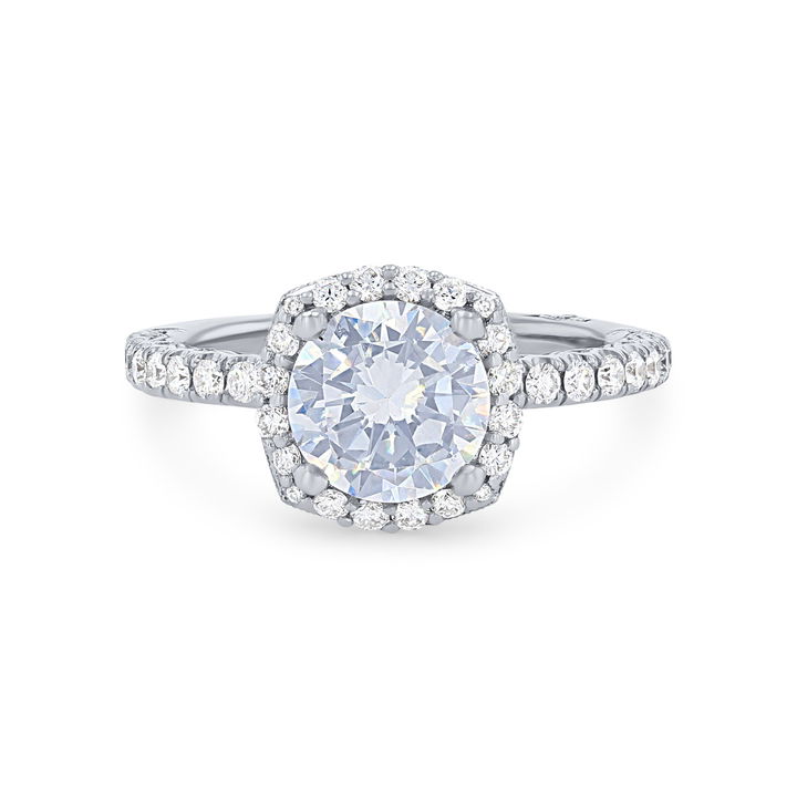 Tacori Petite Crescent Halo Engagement Setting In Platinum