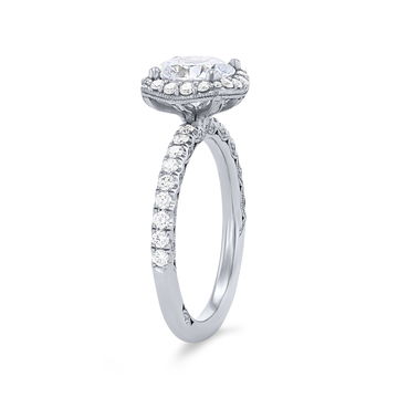 Tacori Petite Crescent Halo Engagement Setting In Platinum
