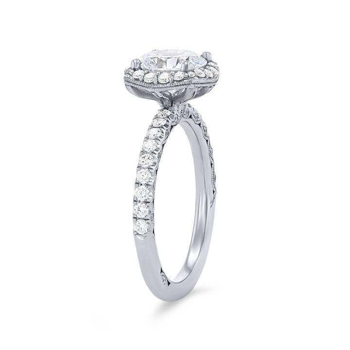 Tacori Petite Crescent Halo Engagement Setting In Platinum