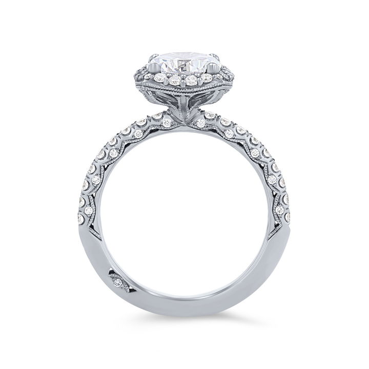 Tacori Petite Crescent Halo Engagement Setting In Platinum