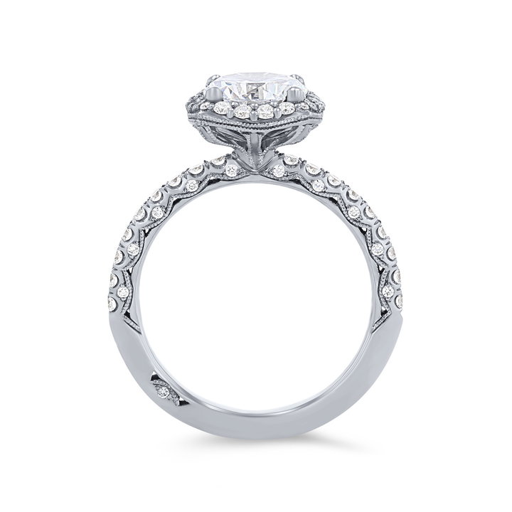 Tacori Petite Crescent Halo Engagement Setting In Platinum