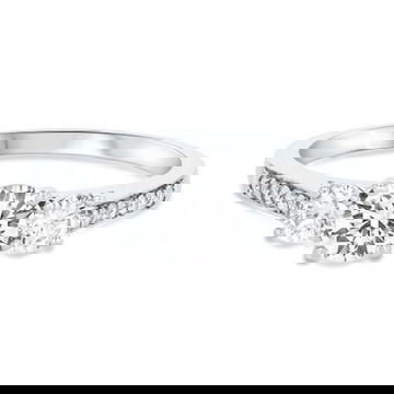 Three Stone Round Diamond Beadset Engagement Setting
