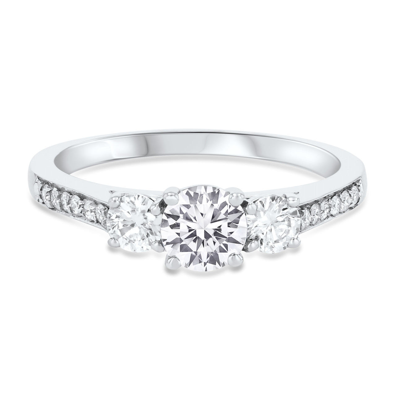 Three Stone Round Diamond Beadset Engagement Setting 0