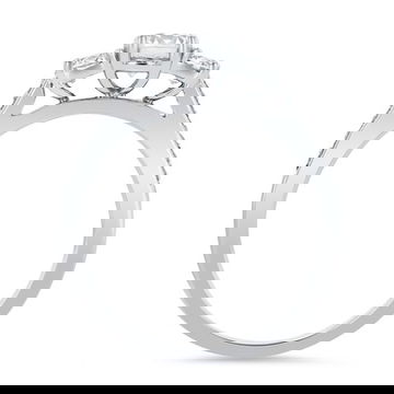 Three Stone Round Diamond Beadset Engagement Setting