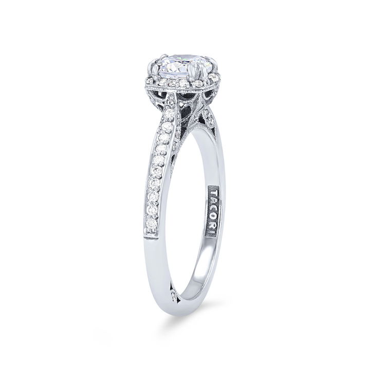 White Gold 18K Tacori Dantela Halo Engagement Setting