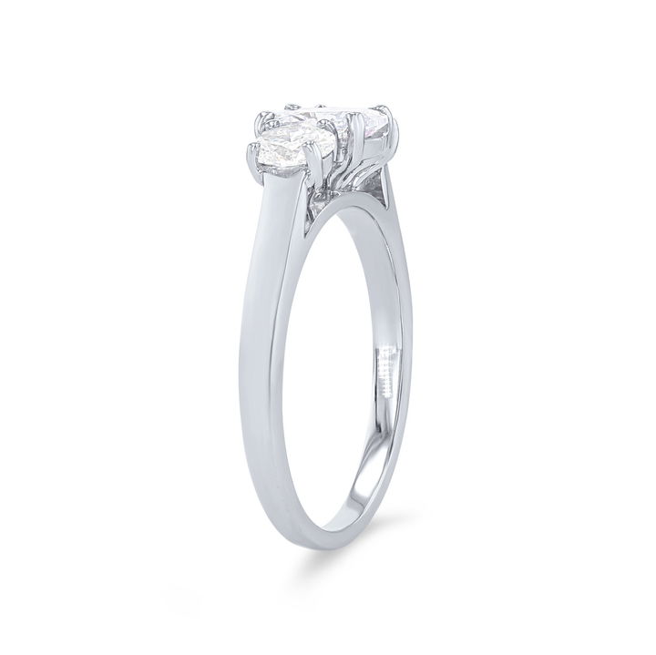 White Gold 14K Classic Three Stone Oval Diamond Engagement Setting