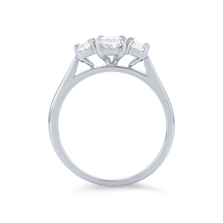 White Gold 14K Classic Three Stone Oval Diamond Engagement Setting