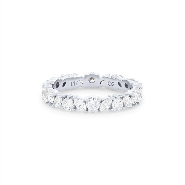 Floral Marquise and Round Diamond Eternity Wedding Band by C. Gonshor In Yellow Gold 14K